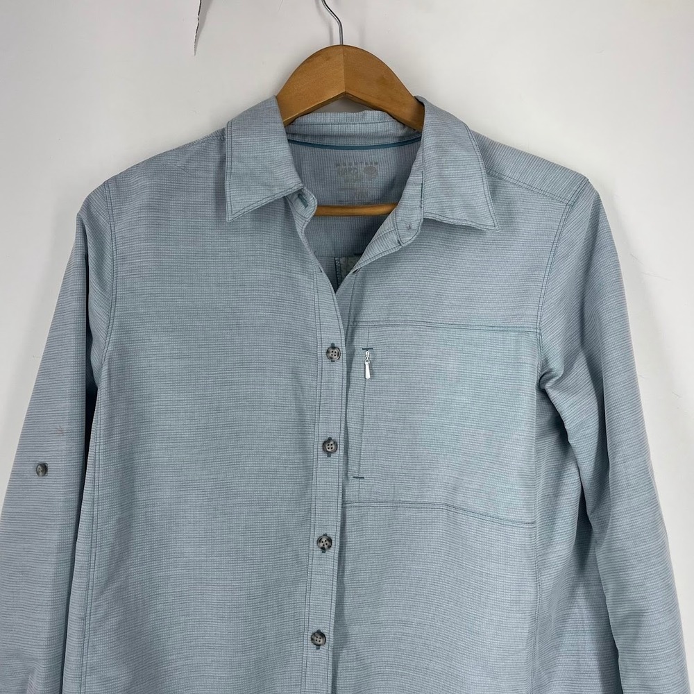 Mountain Hardwear Canyon Long Sleeve Shirt Blue OL7121 Womens Large Ventilated - Picture 3 of 14